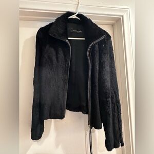 Andrew Marc New York Black Rabbit Fur Jacket Sheared Fur Gorgeous!